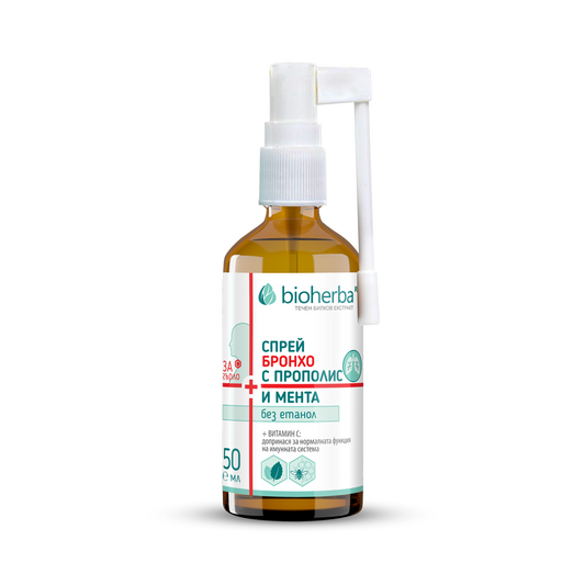 СПРЕЙ ЗА ГЪРЛО БРОНХО С ПРОПОЛИС И МЕНТА 50 мл